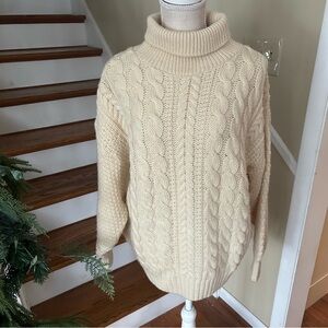 Black Cat Vintage Wool Cable Knit Nautical Fisherman Sweater Women’s L Chunky